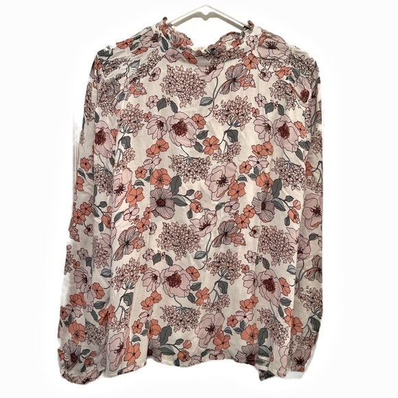 Lucky Brand Pink and Brown Puff Sleeve Blouse - Picture 6 of 6